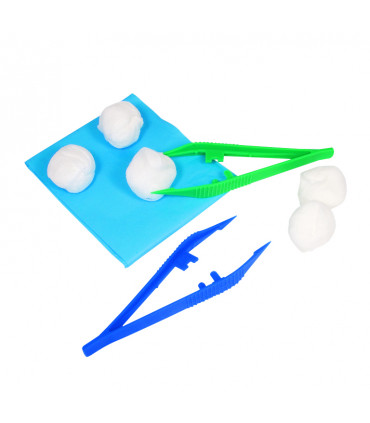 Set de pansement avec champ et tampons et 2 pinces