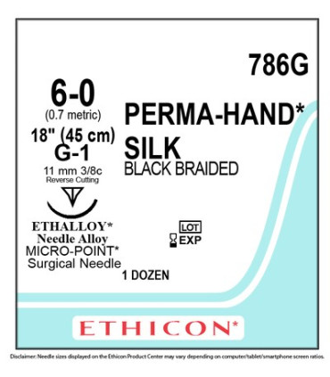 Suture ETHICON soie noir 6-0 dec 0.7 45cm 786G