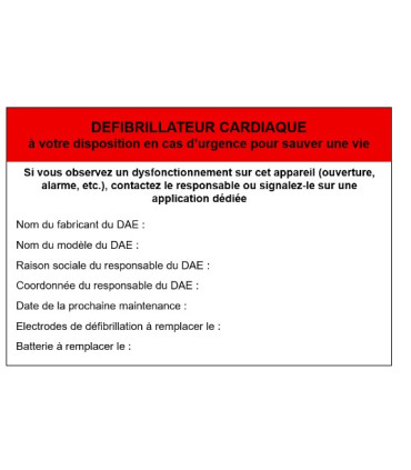Etiquette de maintenance Défibrillateur