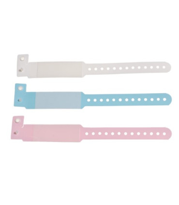 Bracelet d'identification Adulte/Enfant Blanc, Bleu et Rose lot de 100