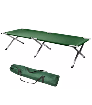 Lit de camp vert avec sac de rangement  – Direct médical