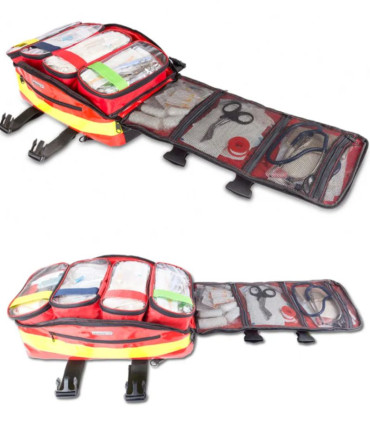 Sac à dos d'urgence trapézoïdal EMERGENCY'S - Rouge Waterproof Ouvert - Direct Médical