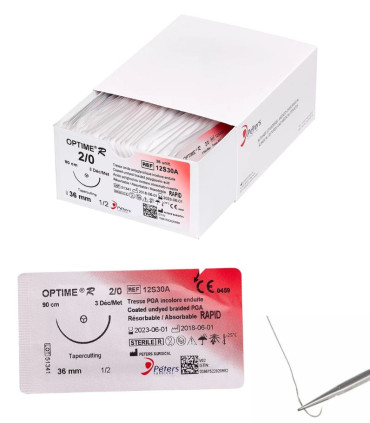 Fil De Suture Résorbable 4/0  OPTIME R Boîte de 36 - fil, sachet et boîte - Direct Médical