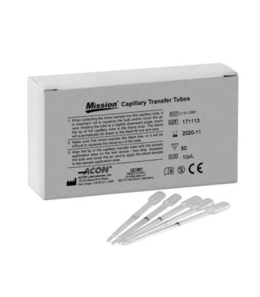 Tubes de transfert capillaire 10µL Mission HB - Boîte de 50 Direct Médical