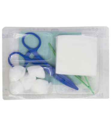 Set de pansement n°1 avec champ, tampons, pinces Kocher et anatomique avec son blister