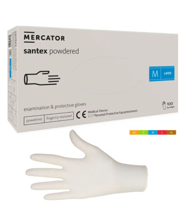 Gants d'examen latex poudrés SANTEX Boîte de 100