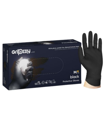 Gants nitrile noirs Gripzzly Boîte de 50