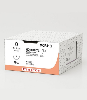 MCP418H - Monocryl Plus - Fil de Suture Résorbable Violet - 0 (3.5) - Aiguille ronde 1/2C - 26mm - 70cm