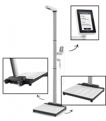 Station de mesure à ultrasons compatible DME avec affichage ID (pèse-personne + toise électronique) SECA 655
