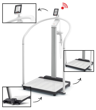 Pèse-personne électronique médical avec main courante, affichage ID et intégration DME 300 kg SECA 655 Scale-up Line