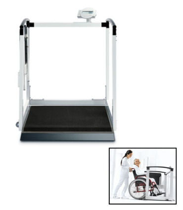 Pèse-personne 3 en 1 (debout / assis / fauteuil roulant) avec main courante et DME SECA 685 r