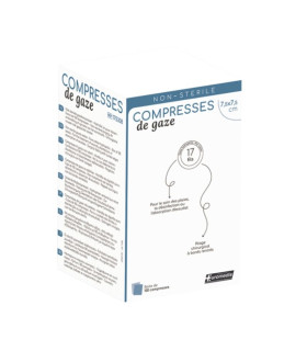 Compresse de gaze non stérile 17 fils 12 plis 100 % coton Euromedis