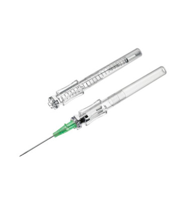 Cathéter court IV de sécurité REAL SAFETY sans ailette - NMSPTU1830 - 18 G - Vert