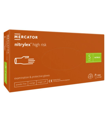 Gants nitrile protection chimique Nitrylex High Risk orange x100 – Mercator taille S